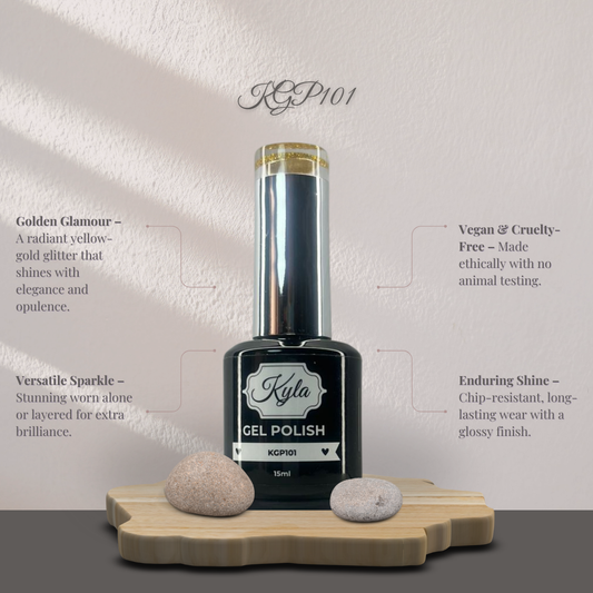 Kyla Gel Polish – KGP101 (Yellow Gold Glitter)