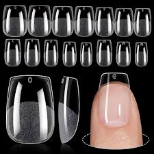 Coffin - Extra Short - Full Cover - Clear - Nail Tips - 240pcs