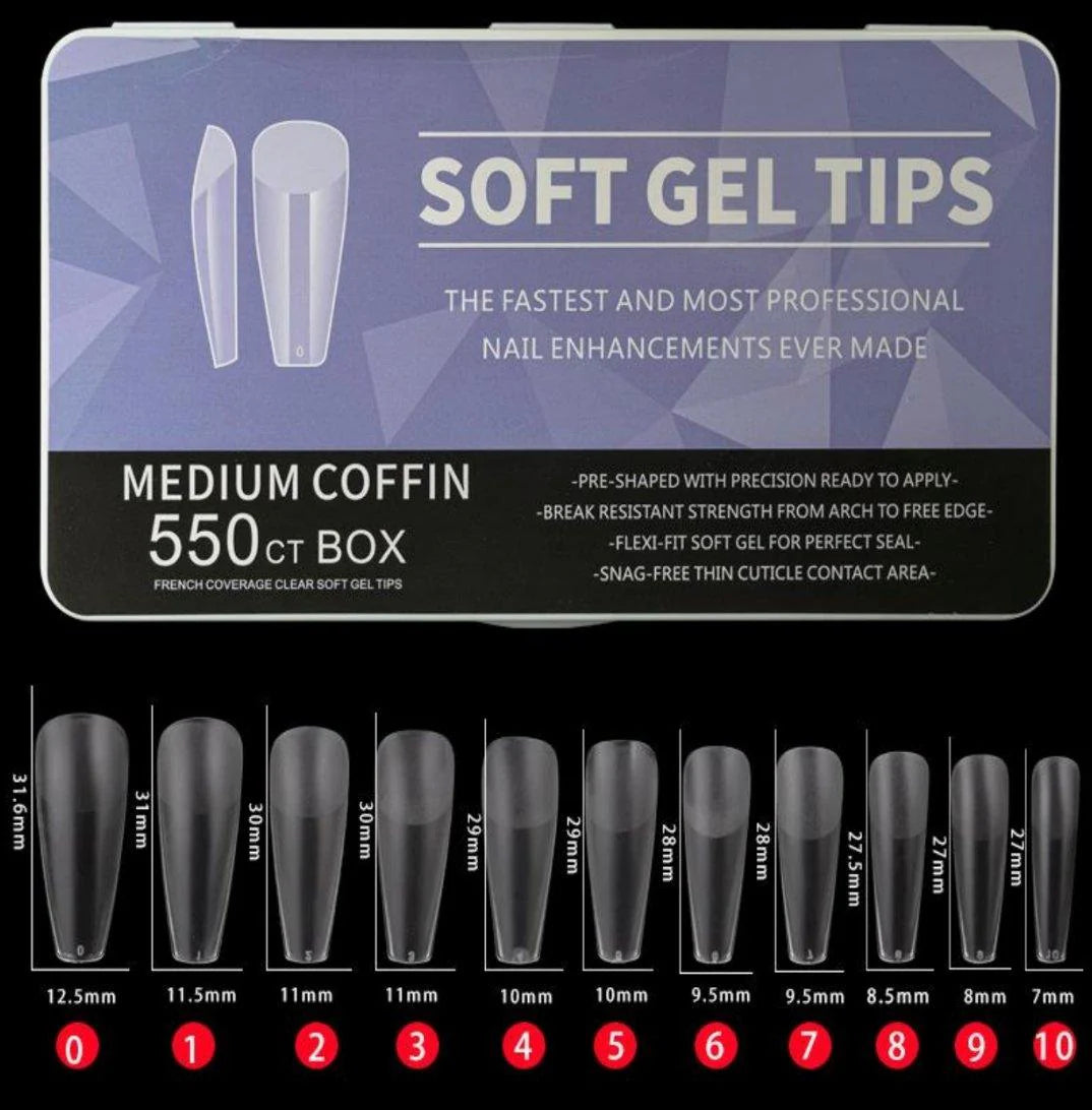 550PCS Medium Coffin Soft Gel Tips