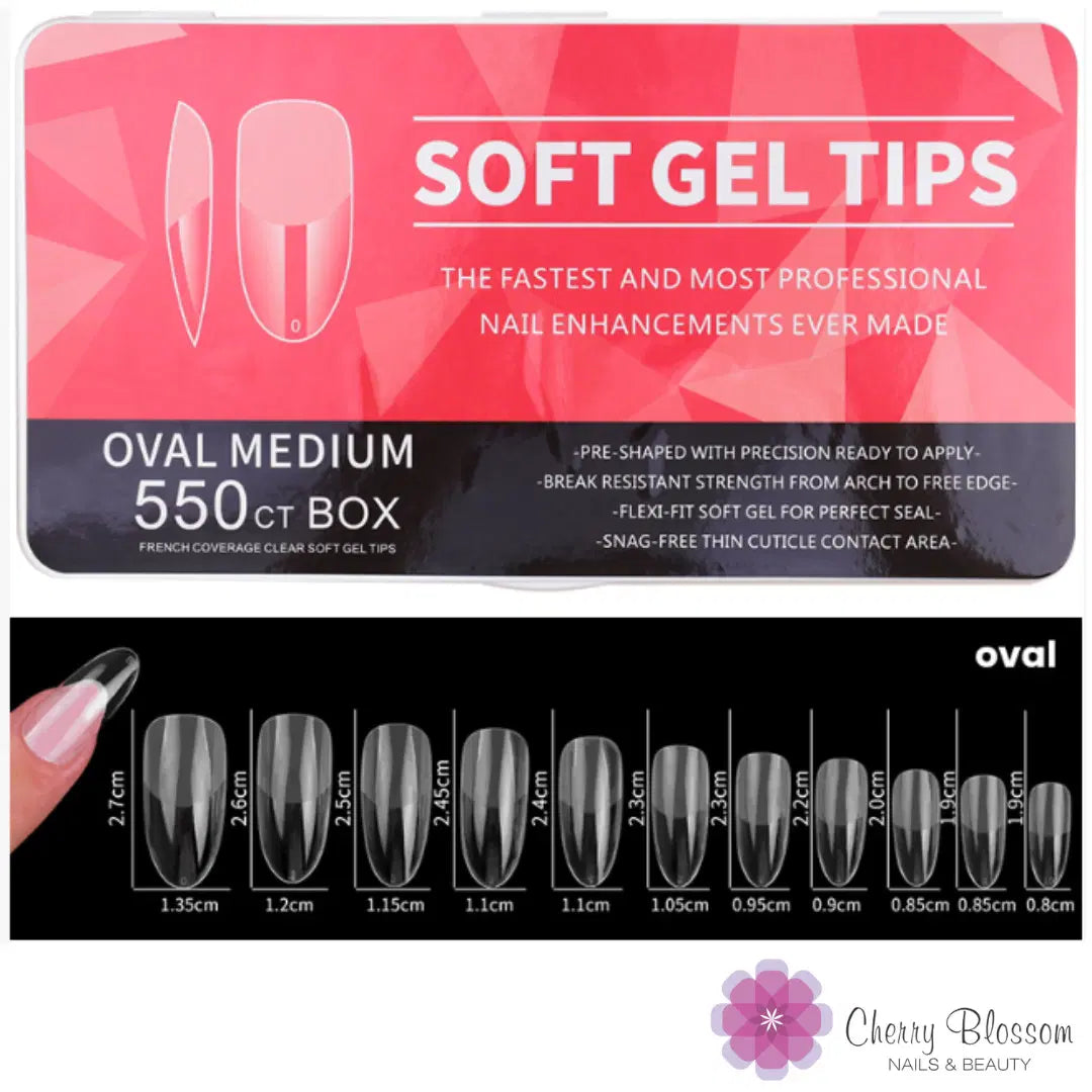 550PCS Medium Oval Soft Gel Tips