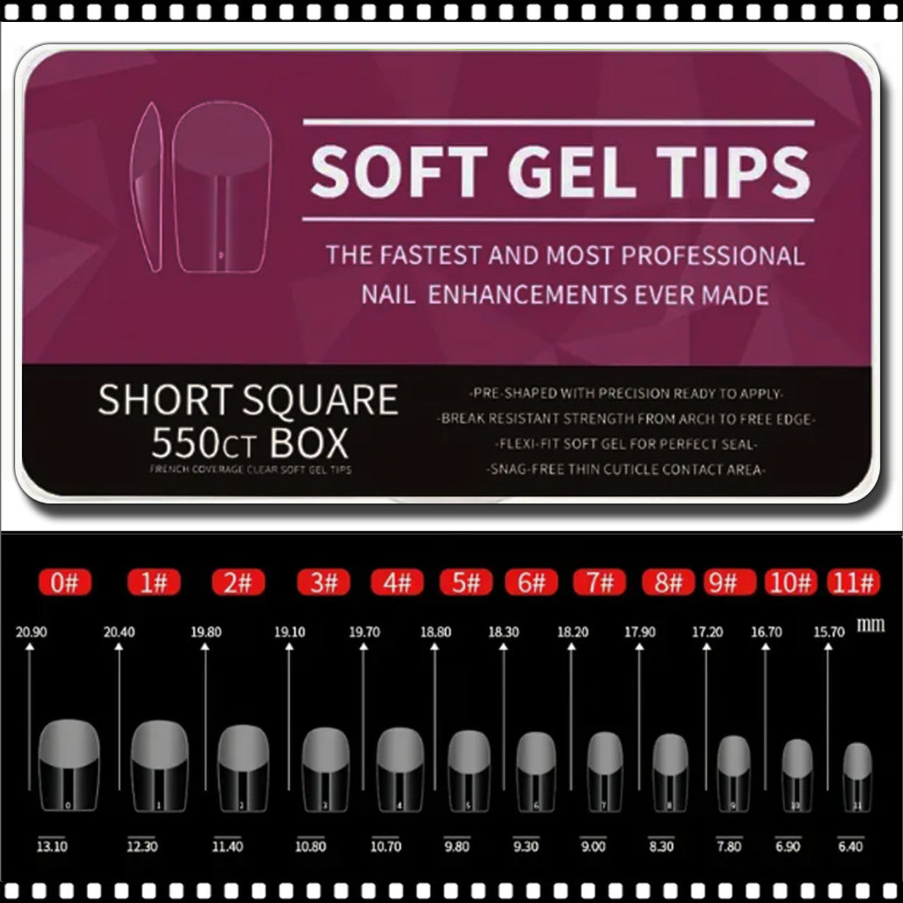 550PCS Short Square Soft Gel Tips